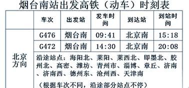 北京到烟台火车时刻表_北京到烟台高铁票价多少钱-第2张图片-俊逸知识馆