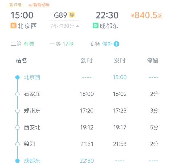 北京到成都高铁几个小时_北京到成都高铁最快多久-第1张图片-俊逸知识馆